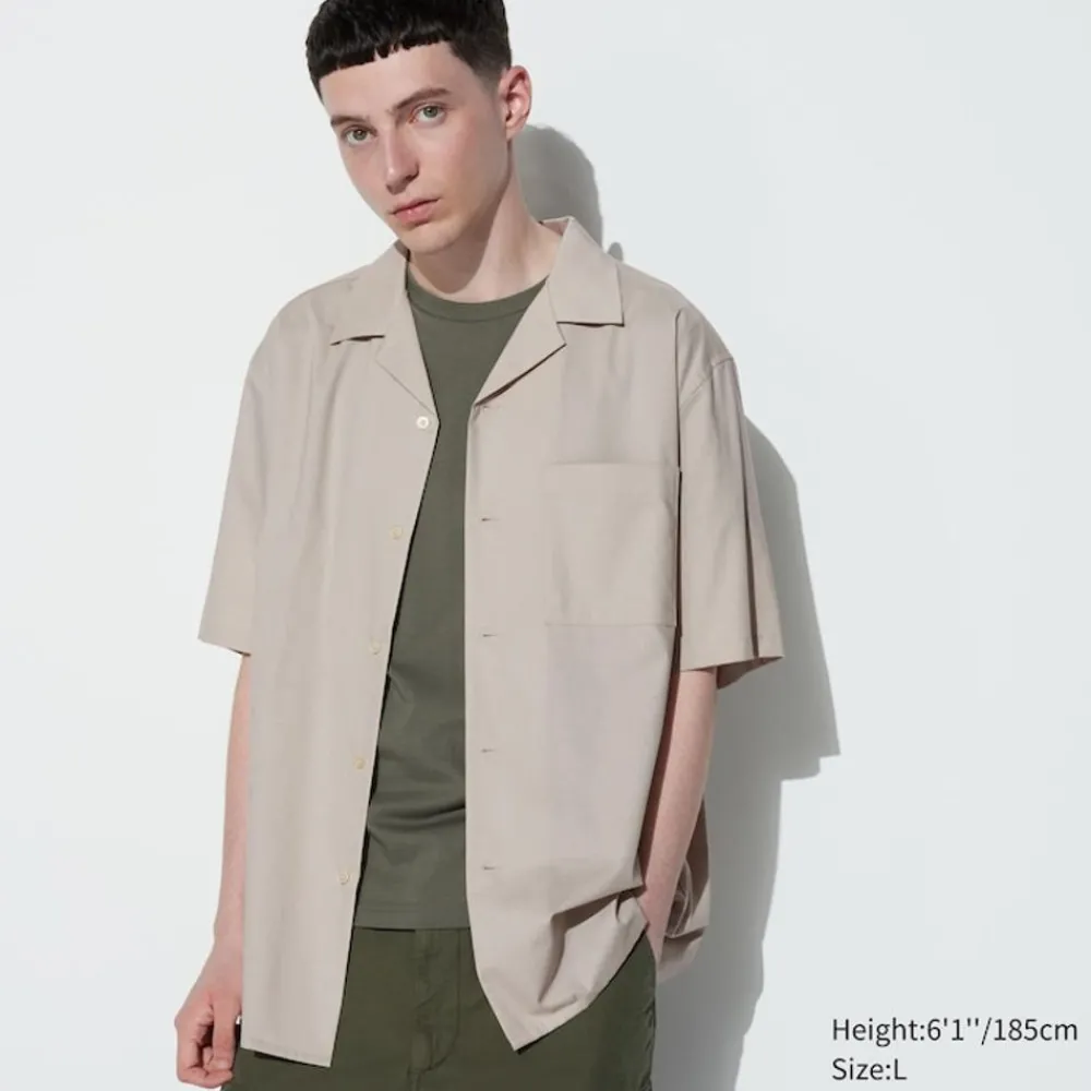 Hemden*UNIQLO Modal Baumwolle Kurzarm Hemd Mit Offenem Kragen