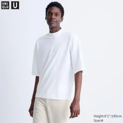 T-Shirts & Oberteile*UNIQLO Oversized Airism Baumwolle Halbarm T-Shirt Mit Stehkragen