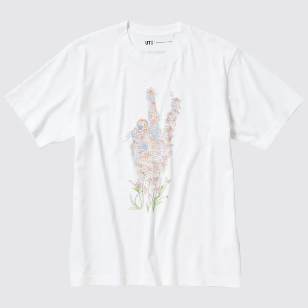 T-Shirts & Oberteile*UNIQLO Peace For All Bedrucktes T-Shirt (Jonathan Anderson) Weis