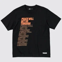 T-Shirts & Oberteile*UNIQLO Peace For All Bedrucktes T-Shirt (Shingo Kunieda) Schwarz