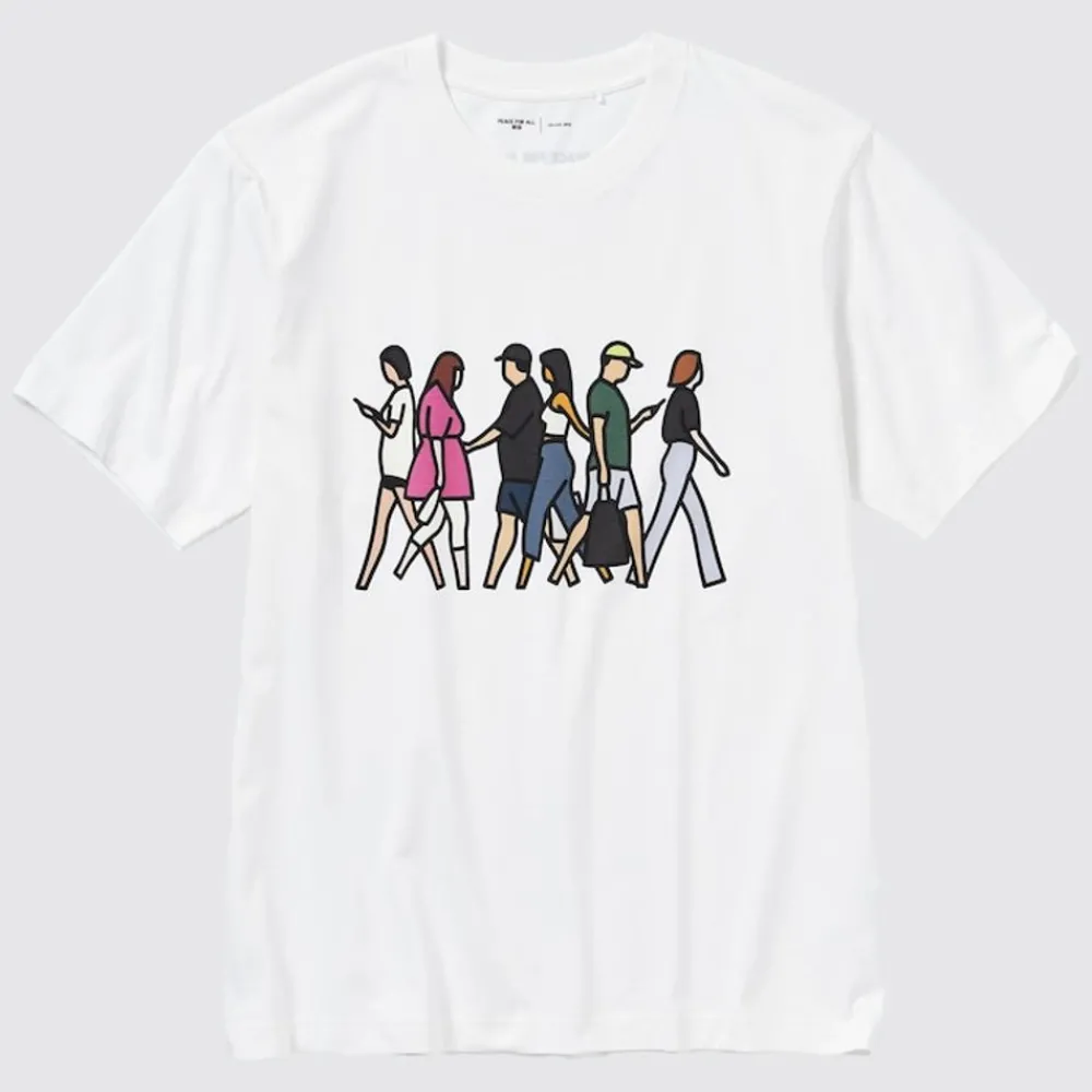 T-Shirts & Oberteile*UNIQLO Peace For All Bedrucktes T-Shirt (Julian Opie) Weis