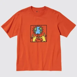 T-Shirts & Oberteile*UNIQLO Peace For All Bedrucktes T-Shirt (Keith Haring) Orange