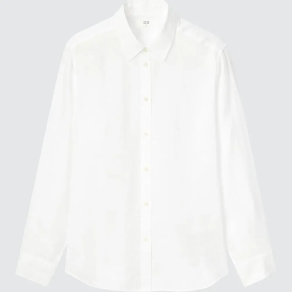 Hemden & Blusen*UNIQLO Premium Leinen Langarm Bluse Weis