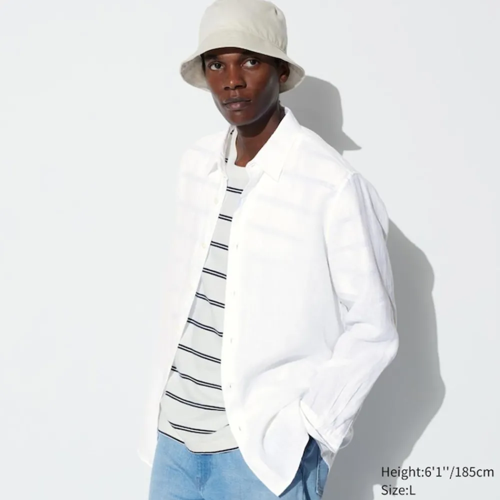 Hemden*UNIQLO 100 % Premium Leinen Langarm Hemd