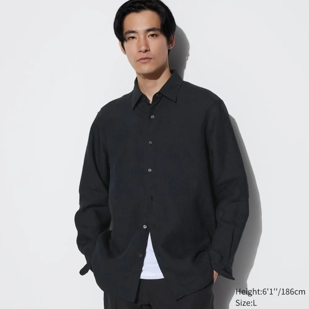 Hemden*UNIQLO 100 % Premium Leinen Langarm Hemd
