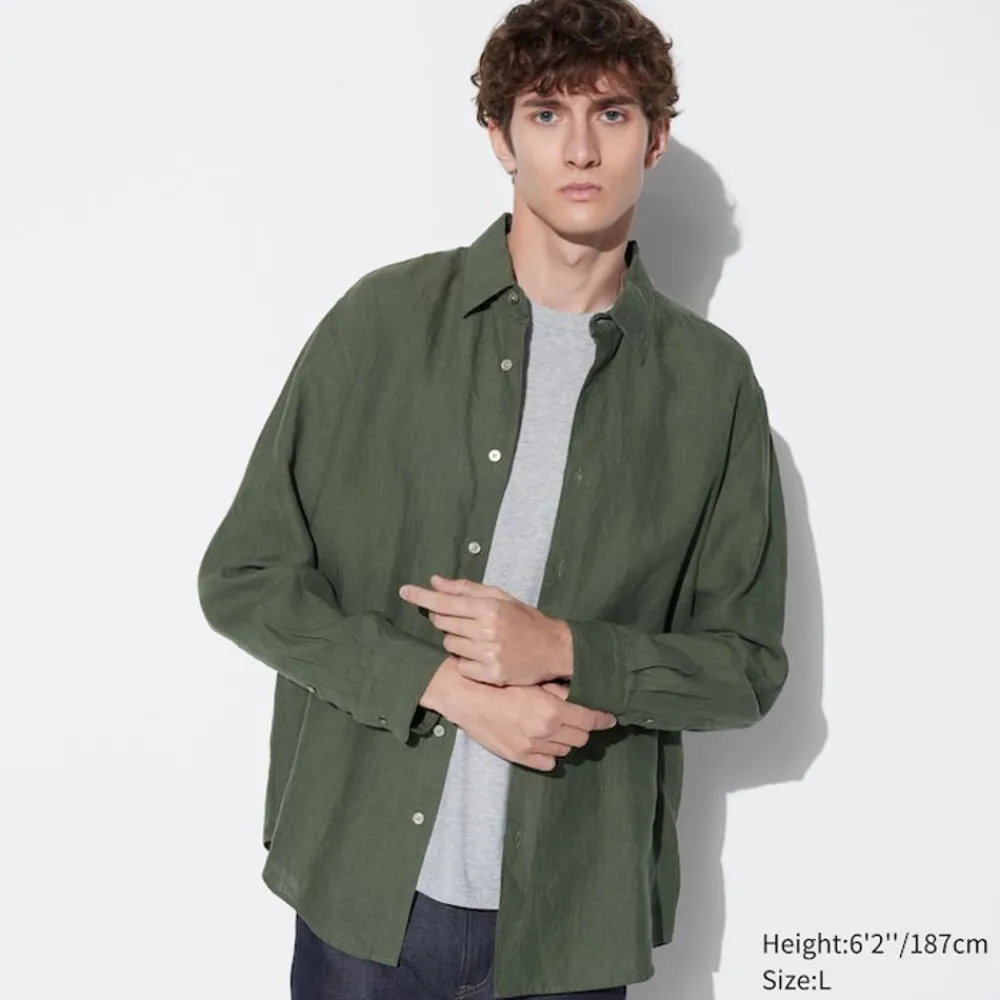 Hemden*UNIQLO 100 % Premium Leinen Langarm Hemd