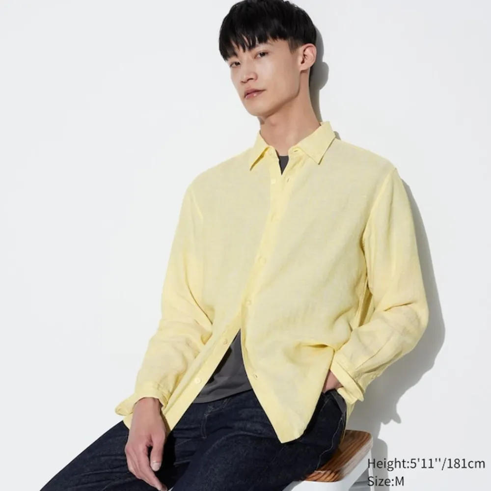 Hemden*UNIQLO 100 % Premium Leinen Langarm Hemd