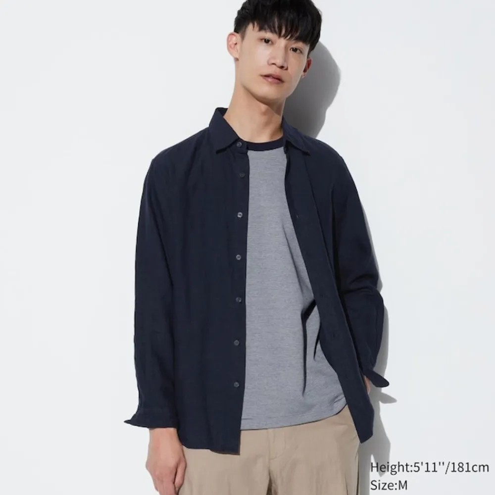 Hemden*UNIQLO 100 % Premium Leinen Langarm Hemd
