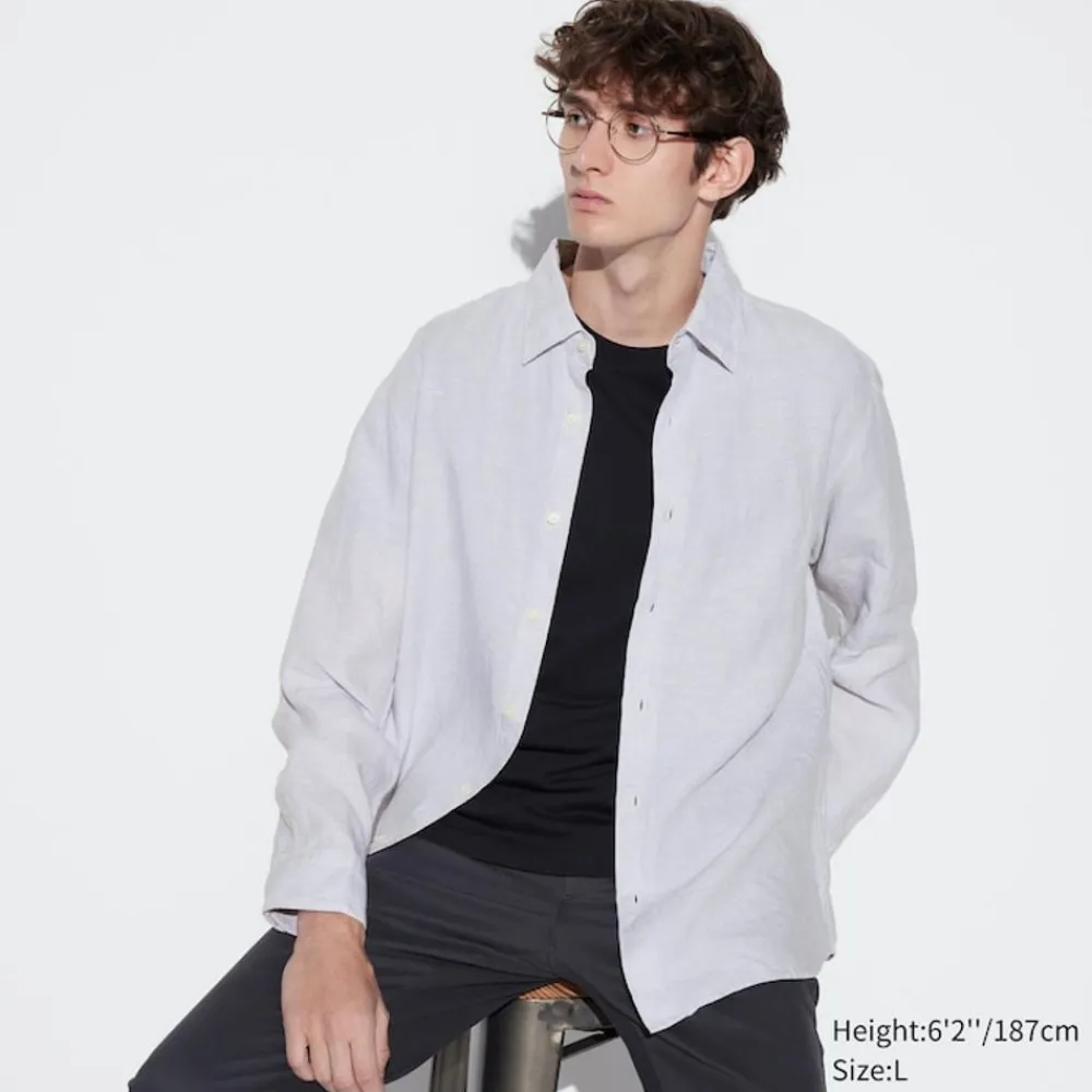 Hemden*UNIQLO 100 % Premium Leinen Langarm Hemd