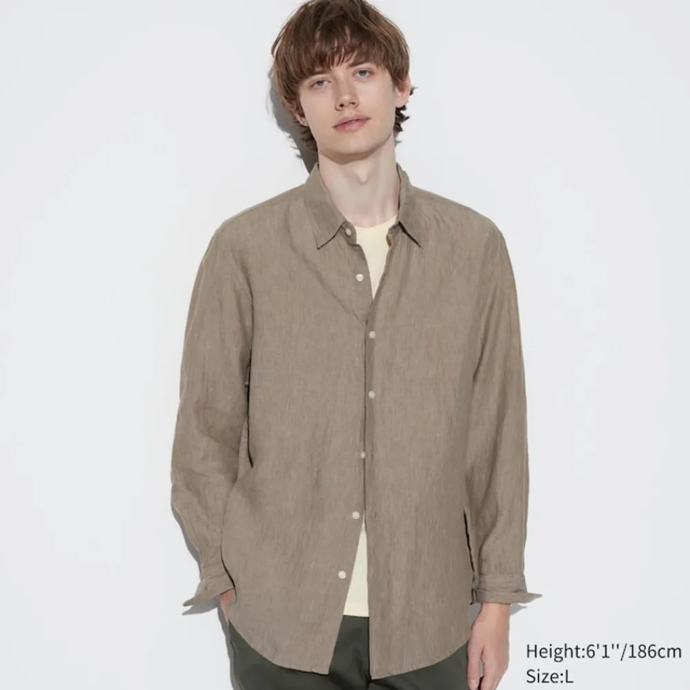 Hemden*UNIQLO 100 % Premium Leinen Langarm Hemd
