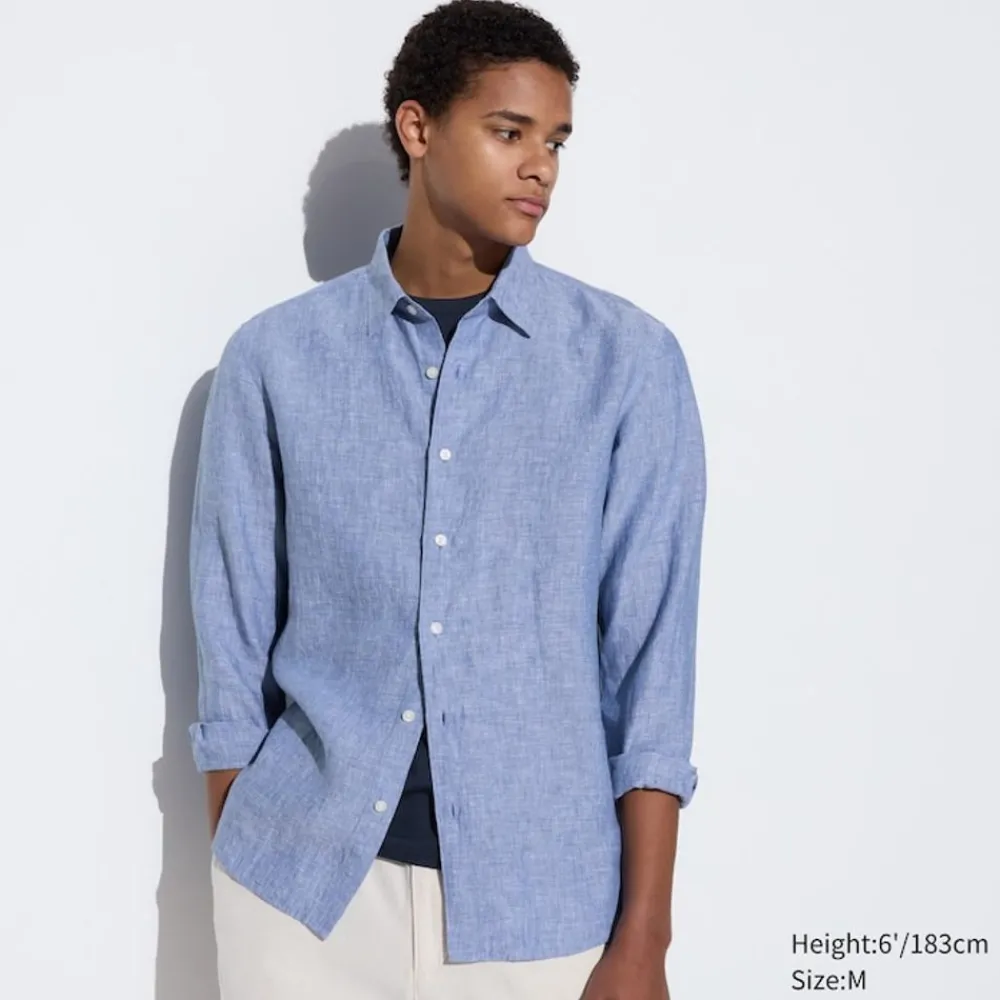 Hemden*UNIQLO 100 % Premium Leinen Langarm Hemd