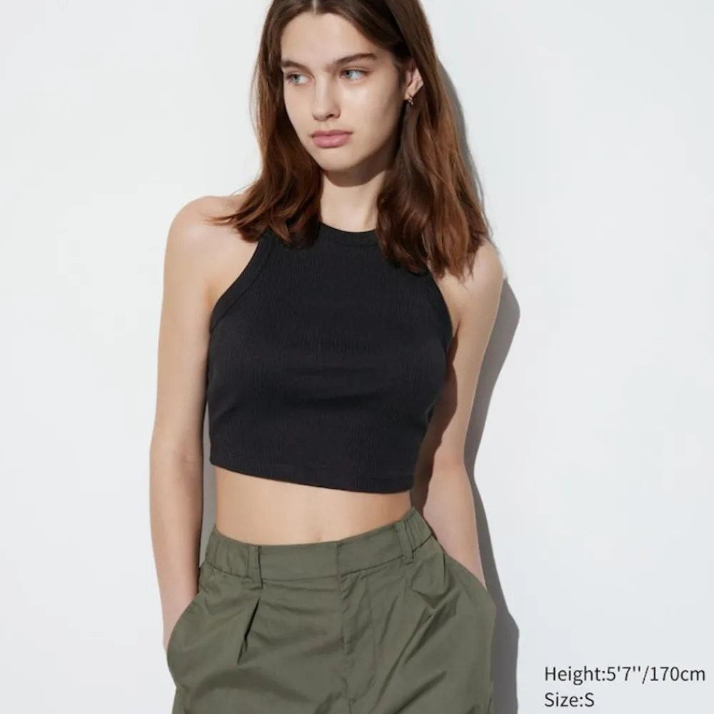 Bh-Tops, Tanktops & Trägertops*UNIQLO Sanftes Geripptes Cropped Tanktop