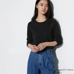 T-Shirts & Oberteile*UNIQLO Sanftes Stretch Baumwolle Langarmshirt