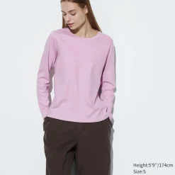 T-Shirts & Oberteile*UNIQLO Sanftes Stretch Baumwolle Langarmshirt