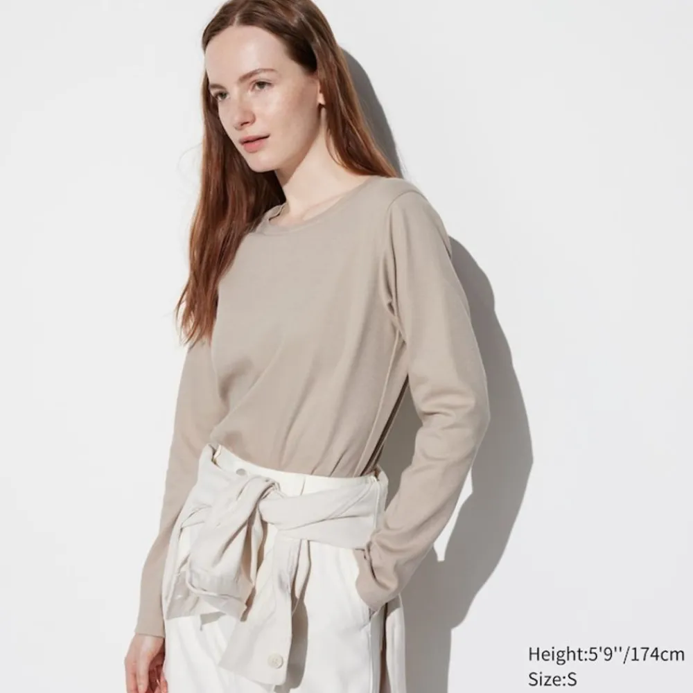 T-Shirts & Oberteile*UNIQLO Sanftes Stretch Baumwolle Langarmshirt