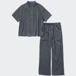 Loungewear & Pyjamas*UNIQLO Satin Kurzarm Pyjama Grau