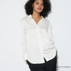 Hemden & Blusen*UNIQLO Satin Langarm Bluse