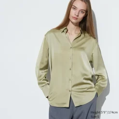 Hemden & Blusen*UNIQLO Satin Langarm Bluse