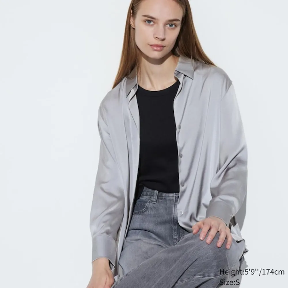 Hemden & Blusen*UNIQLO Satin Langarm Bluse