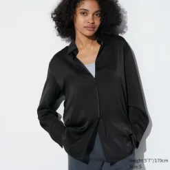 Hemden & Blusen*UNIQLO Satin Langarm Bluse