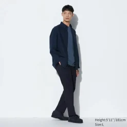 Hosen, Chinos & Jogginghosen*UNIQLO Smart Stoffhose In 7/8-Lange Und Wolloptik Dunkelblau