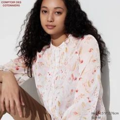 Hemden & Blusen*UNIQLO Strukturierte Chiffon Langarm Bluse