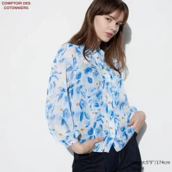 Hemden & Blusen*UNIQLO Strukturierte Chiffon Langarm Bluse