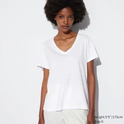 T-Shirts & Oberteile*UNIQLO 100 % Supima Baumwolle T-Shirt Mit V-Ausschnitt