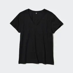 T-Shirts & Oberteile*UNIQLO 100 % Supima Baumwolle T-Shirt Mit V-Ausschnitt