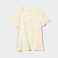 T-Shirts & Oberteile*UNIQLO 100 % Supima Baumwolle T-Shirt Mit V-Ausschnitt