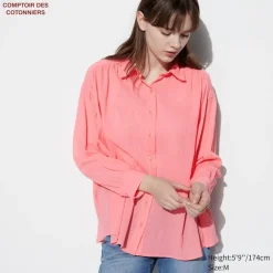 Hemden & Blusen*UNIQLO Transparente Baumwolle Langarm Bluse