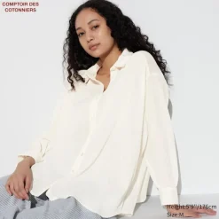 Hemden & Blusen*UNIQLO Transparente Baumwolle Langarm Bluse
