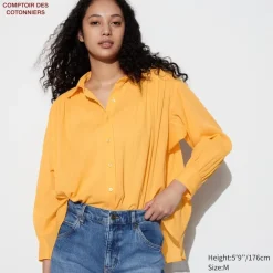 Hemden & Blusen*UNIQLO Transparente Baumwolle Langarm Bluse