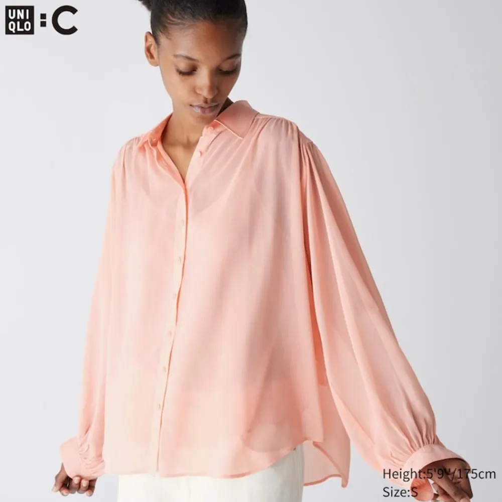 Hemden & Blusen*UNIQLO Transparente Oversized Langarm Bluse