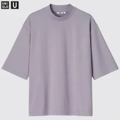 T-Shirts & Oberteile*UNIQLO U Oversized Airism Baumwolle Halbarm T-Shirt Mit Stehkragen