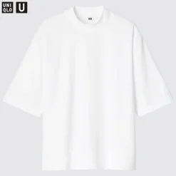 T-Shirts & Oberteile*UNIQLO U Oversized Airism Baumwolle Halbarm T-Shirt Mit Stehkragen
