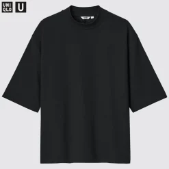 T-Shirts & Oberteile*UNIQLO U Oversized Airism Baumwolle Halbarm T-Shirt Mit Stehkragen