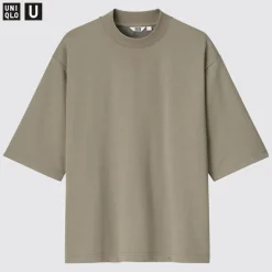 T-Shirts & Oberteile*UNIQLO U Oversized Airism Baumwolle Halbarm T-Shirt Mit Stehkragen