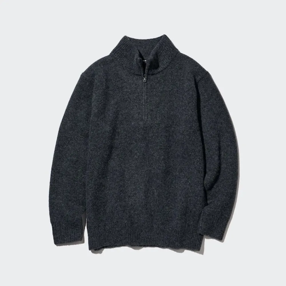 Pullover & Strickjacken*UNIQLO Weicher Souffle Jacquard Strickpullover Dunkelgrau