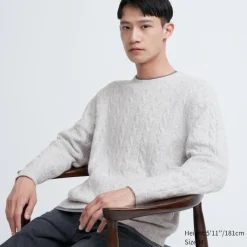 Pullover & Strickjacken*UNIQLO Weicher Souffle Strickpullover (Zopfstrickmuster)